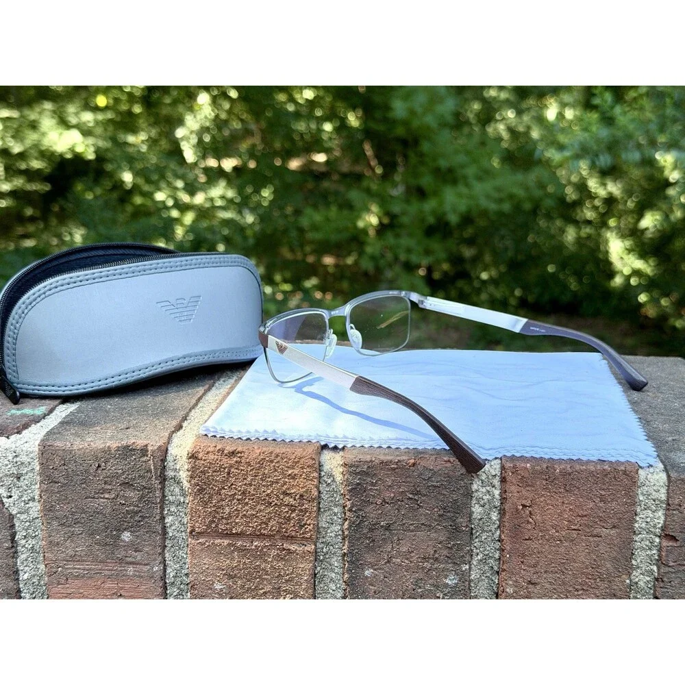 Emporio Armani EA 1057 3161 Matte Brown Gunmetal Eyeglasses Frame 52-17 140 Men
